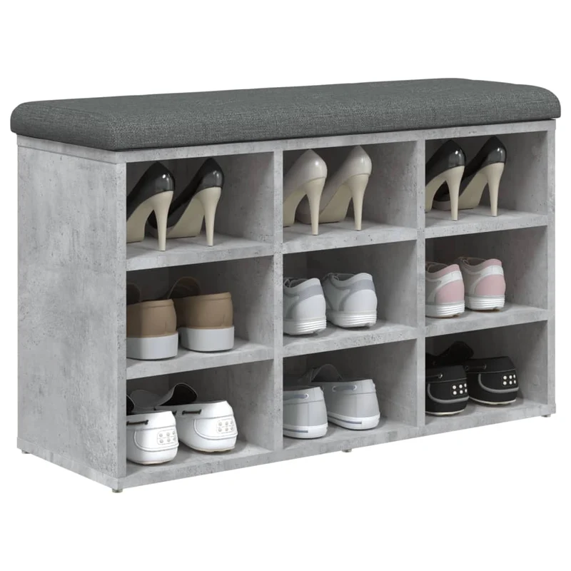 Banc de rangement à chaussures gris béton 82 x 32 x 50 cm bois d'ingénierie gris DEC024906