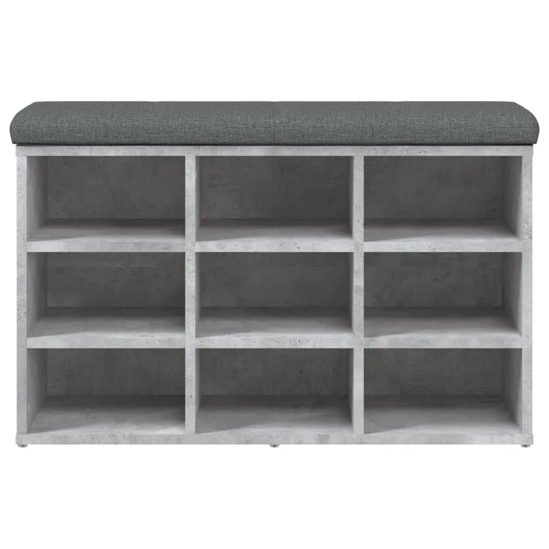 Banc de rangement à chaussures gris béton 82 x 32 x 50 cm bois d'ingénierie gris DEC024906