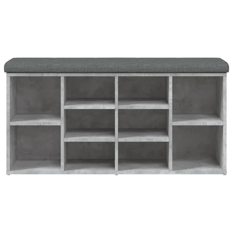 Banc de rangement à chaussures couleur gris béton 102 x 32 x 50 cm bois d'ingénierie DEC024901