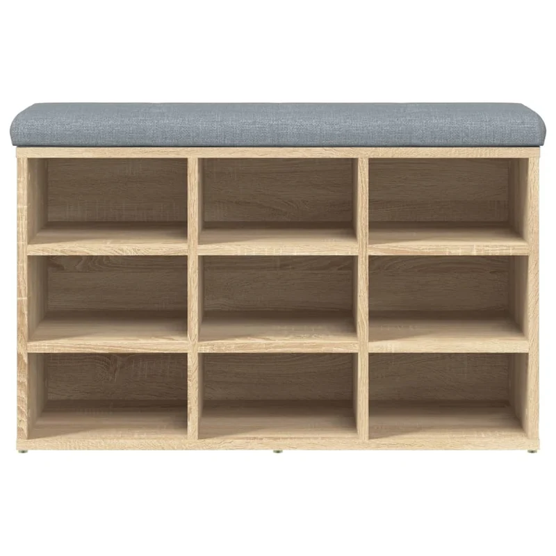 Banc de rangement à chaussures couleur chêne 82 x 32 x 50 cm bois d'ingénierie brun DEC024897