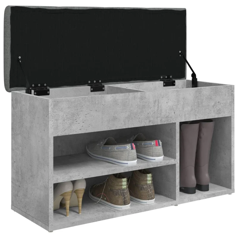 Banc de rangement à chaussures gris béton 82 x 32 x 45,5 cm bois d'ingénierie gris DEC024905