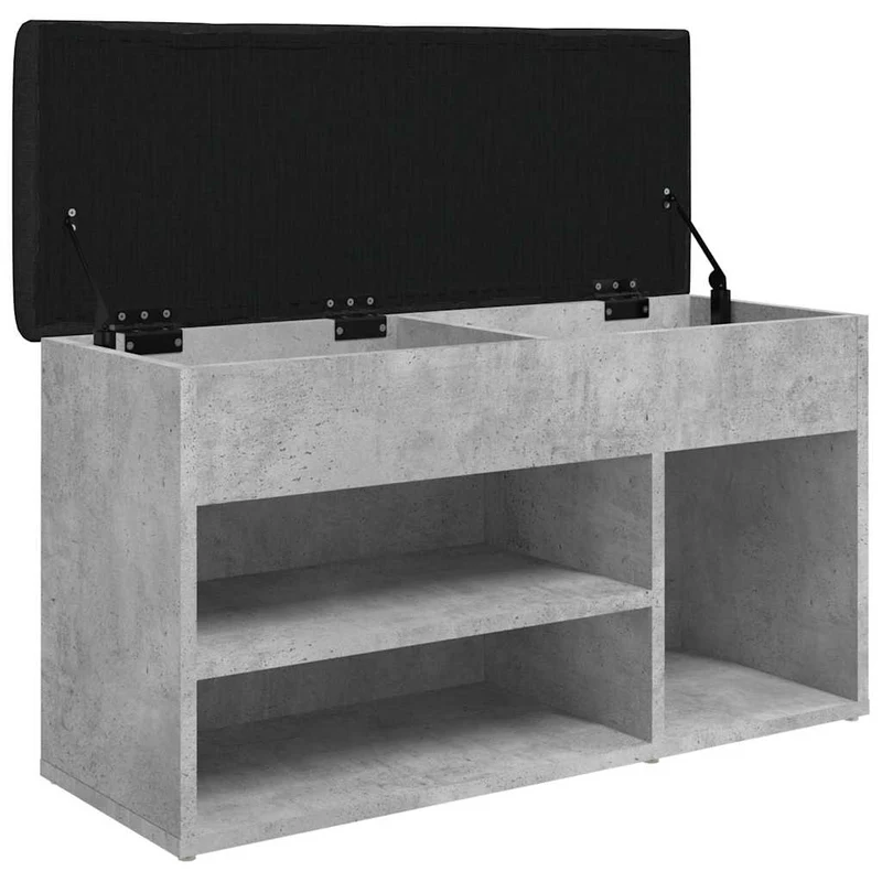 Banc de rangement à chaussures gris béton 82 x 32 x 45,5 cm bois d'ingénierie gris DEC024905