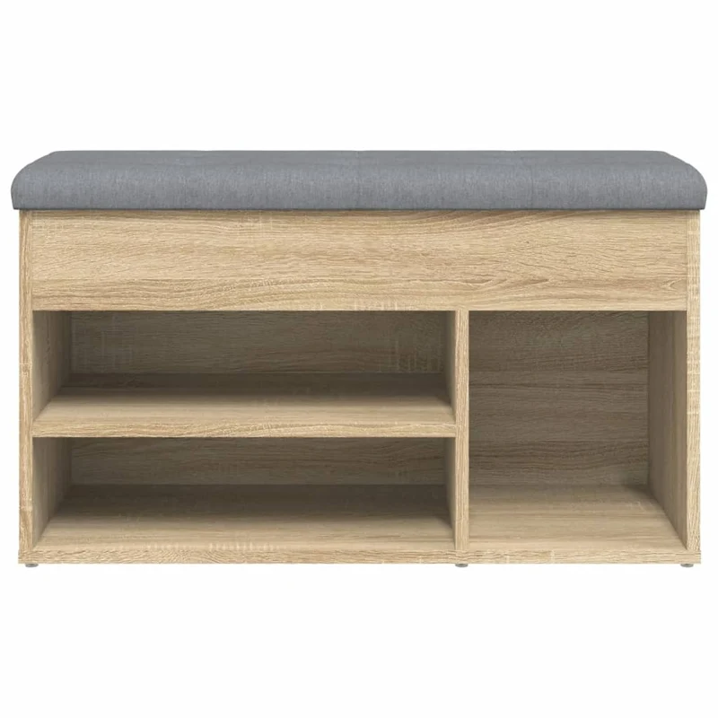 Banc de rangement à chaussures couleur chêne 82 x 32 x 45,5 cm bois d'ingénierie brun DEC024895