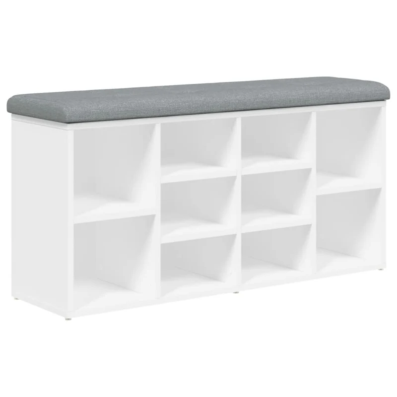 Banc de rangement à chaussures blanc 102 x 32 x 50 cm bois d'ingénierie blanc DEC024829
