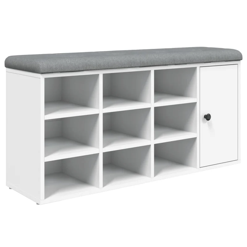 Banc de rangement à chaussures blanc 102 x 32 x 50 cm bois d'ingénierie blanc DEC024828