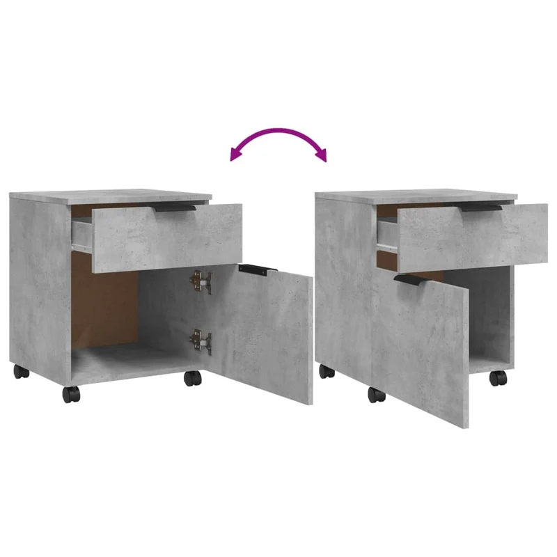 Caissons à tiroirs meuble de bureau sur roulettes mobile gris béton 45 x 38 x 54 cm gris DEC024564