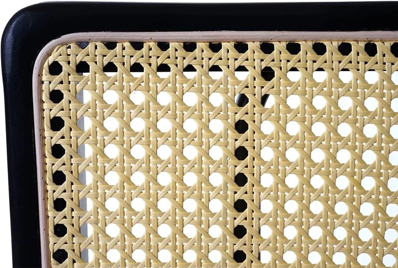 Ensemble de 2 chaises de salle à manger cuisine en métal poly-rotin bois et tissu/textile blanc bouclé CDS04800