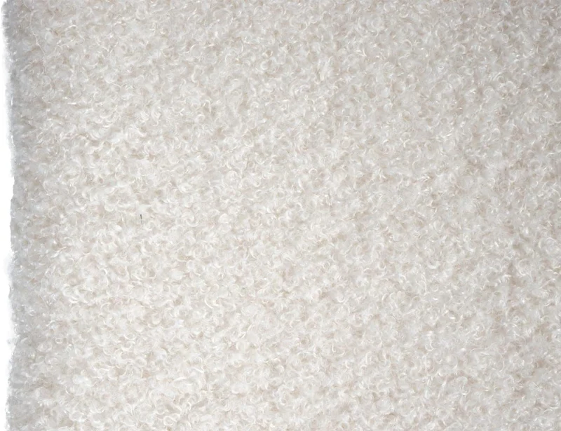 Ensemble de 2 chaises de salle à manger cuisine en métal poly-rotin bois et tissu/textile blanc bouclé CDS04800