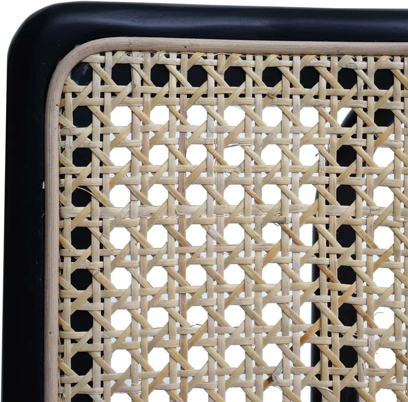 Lot de 2 chaises de salle à manger cuisine en bois rotin métal tissu/textile noir bouclé CDS04495