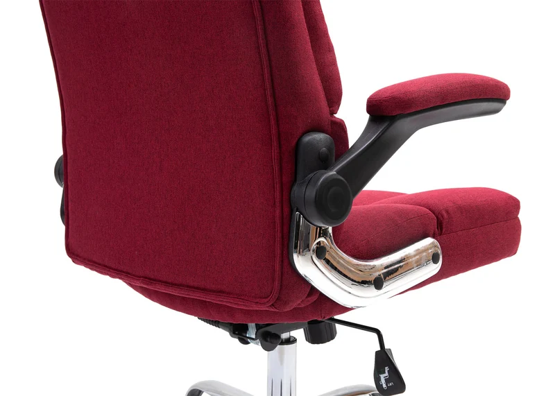 Chaise de bureau pivotante réglable en hauteur en tissu rouge forme ergonomique 04_0001876