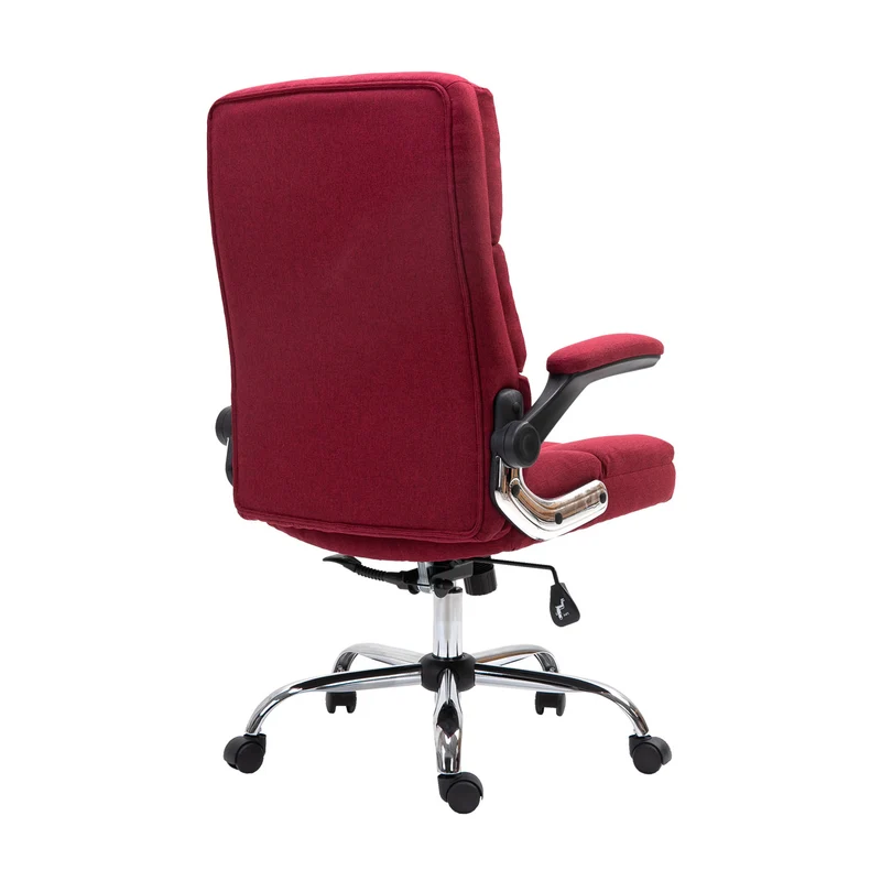 Chaise de bureau pivotante réglable en hauteur en tissu rouge forme ergonomique 04_0001876