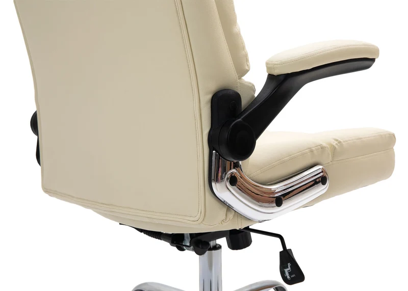 Chaise de bureau pivotante réglable en hauteur en synthétique crème forme ergonomique 04_0001870
