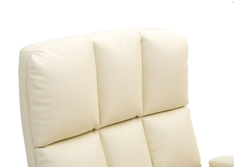 Chaise de bureau pivotante réglable en hauteur en synthétique crème forme ergonomique 04_0001870