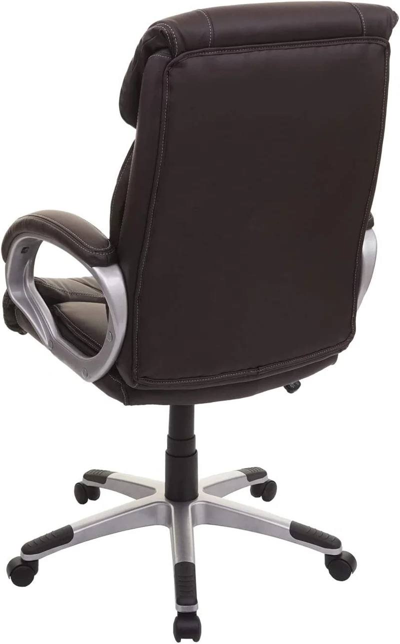 Fauteuil chaise de bureau sur roulettes pivotante hauteur réglable synthétique Café-brun 04_0001803