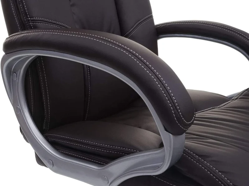 Fauteuil chaise de bureau sur roulettes pivotante hauteur réglable synthétique Café-brun 04_0001803