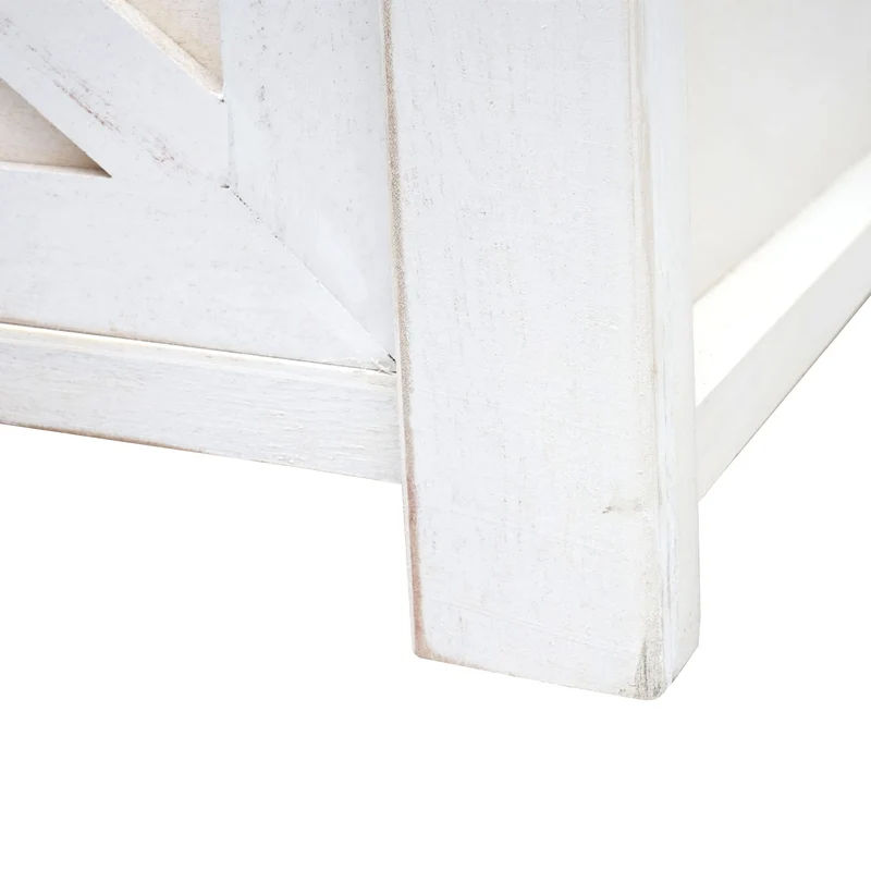 Banc avec compartiments de rangement banquette rembourrée en bois massif aspect vintage 43x102x33cm blanc 04_0001094