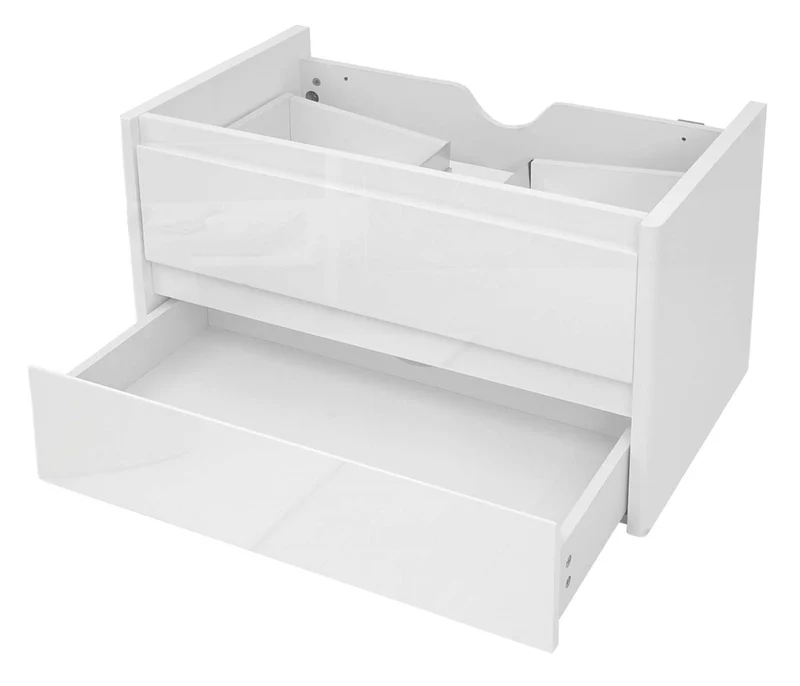 Meuble sous lavabo avec deux tiroirs haute aspect très brillant 50x80cm MDF et acier blanc 04_0001248