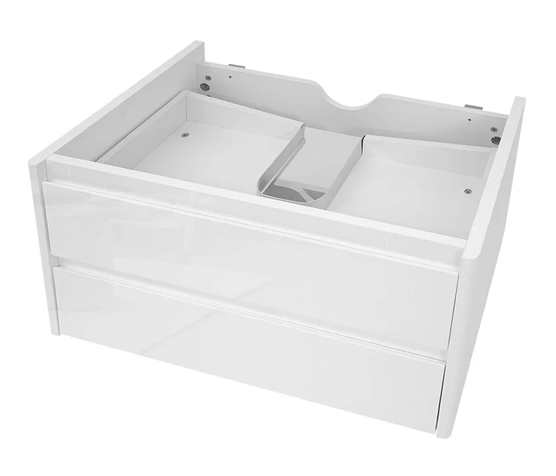 Meuble sous lavabo avec deux tiroirs haute aspect très brillant 50x80cm MDF et acier blanc 04_0001248