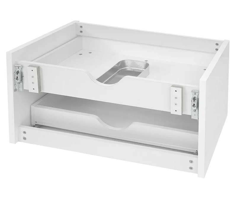 Meuble sous lavabo avec deux tiroirs haute aspect très brillant 50x80cm MDF et acier blanc 04_0001248