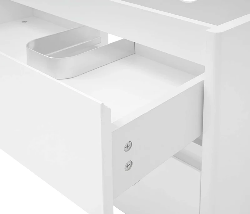 Meuble sous lavabo avec deux tiroirs haute aspect très brillant 50x80cm MDF et acier blanc 04_0001248