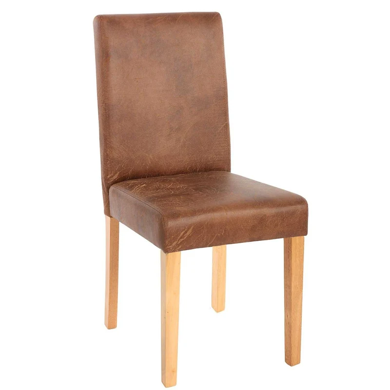 Lot de 6 chaises de salle à manger synthétique marron vieilli pieds clairs CDS04251
