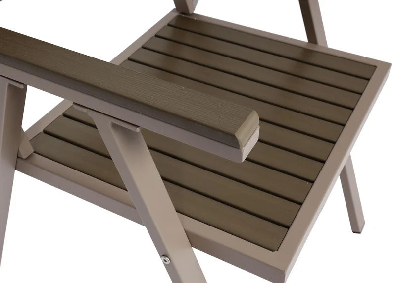 Lot de 2 chaises de jardin extérieur en aluminium aspect bois structure gris champagne 04_0007302