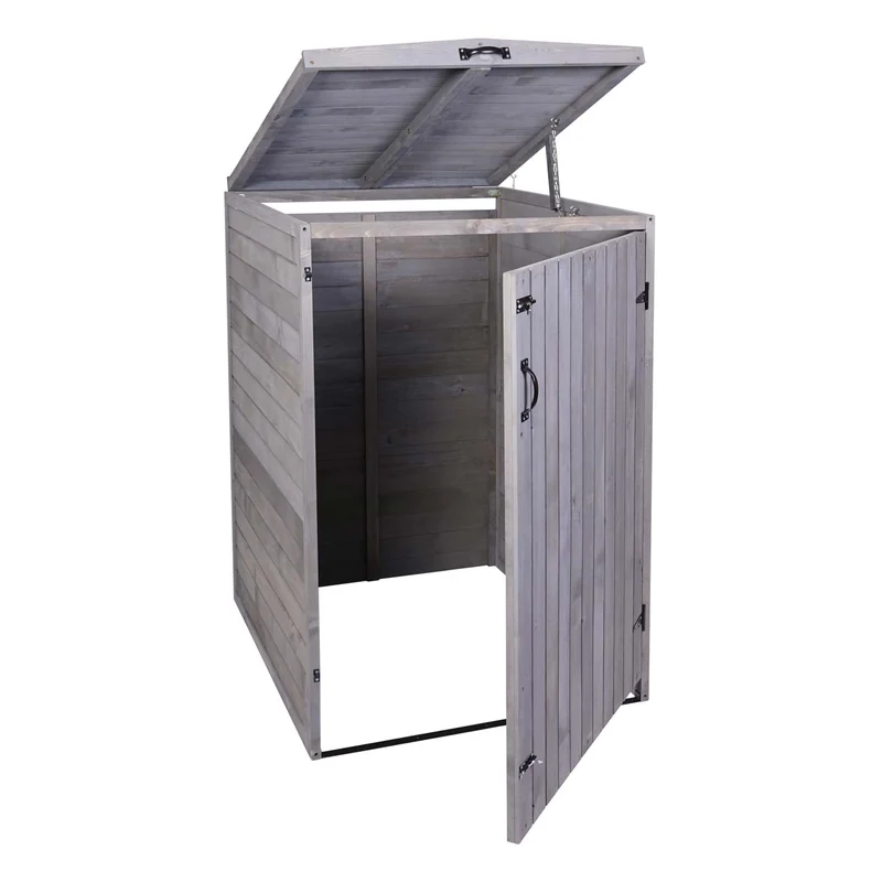 Abris poubelles convient pour deux bacs normaux ou un grand bac 126 x 80 x 98 cm bois mvg gris anthracite 04_0007001