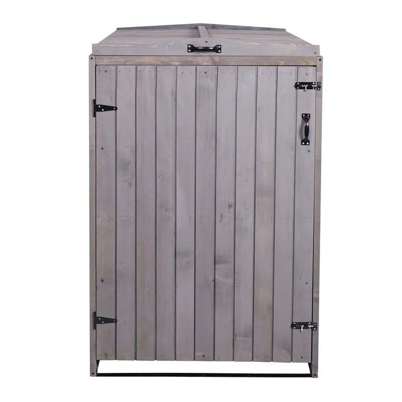 Abris poubelles convient pour deux bacs normaux ou un grand bac 126 x 80 x 98 cm bois mvg gris anthracite 04_0007001