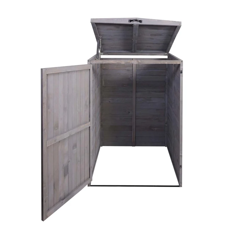 Abris poubelles convient pour deux bacs normaux ou un grand bac 126 x 80 x 98 cm bois mvg gris anthracite 04_0007001