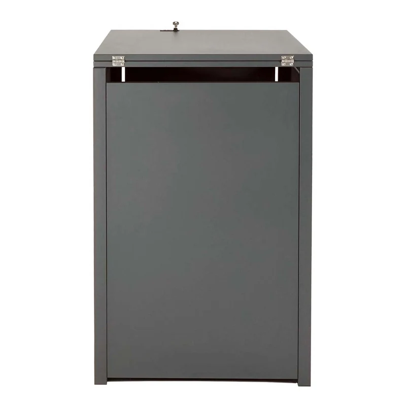 Abri poubelle un compartiment pour une ou deux poubelles en métal anthracite or 04_0006991