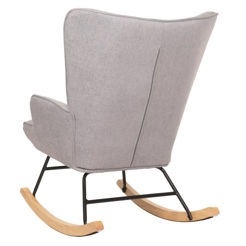 Fauteuil à bascule relaxation chaise tv rembourrage 11 cm en bois métal et tissu gris clair 04_0006911