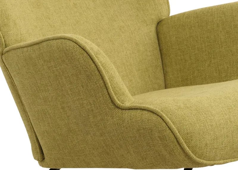 Fauteuil à bascule relaxation chaise tv rembourrage 11 cm en bois métal et tissu vert 04_0006915