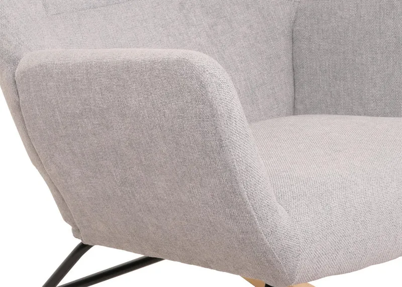 Fauteuil à bascule chaise de relaxation avec accoudoirs en bois métal et tissu gris clair 04_0006905