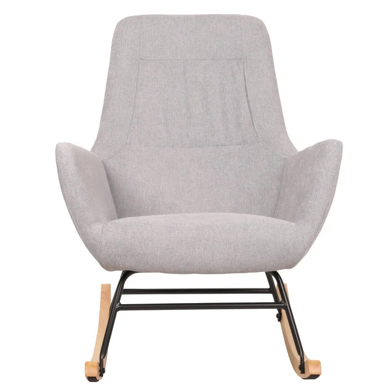 Fauteuil à bascule chaise de relaxation avec accoudoirs en bois métal et tissu gris clair 04_0006905