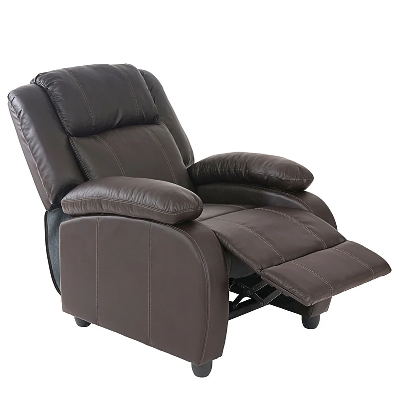 Fauteuil tv de relaxation réglage synchrone du dossier et du repose-pieds en PVC café 04_0006900