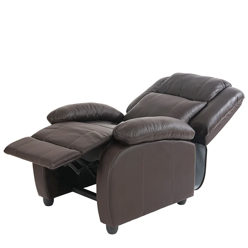 Fauteuil tv de relaxation réglage synchrone du dossier et du repose-pieds en PVC café 04_0006900
