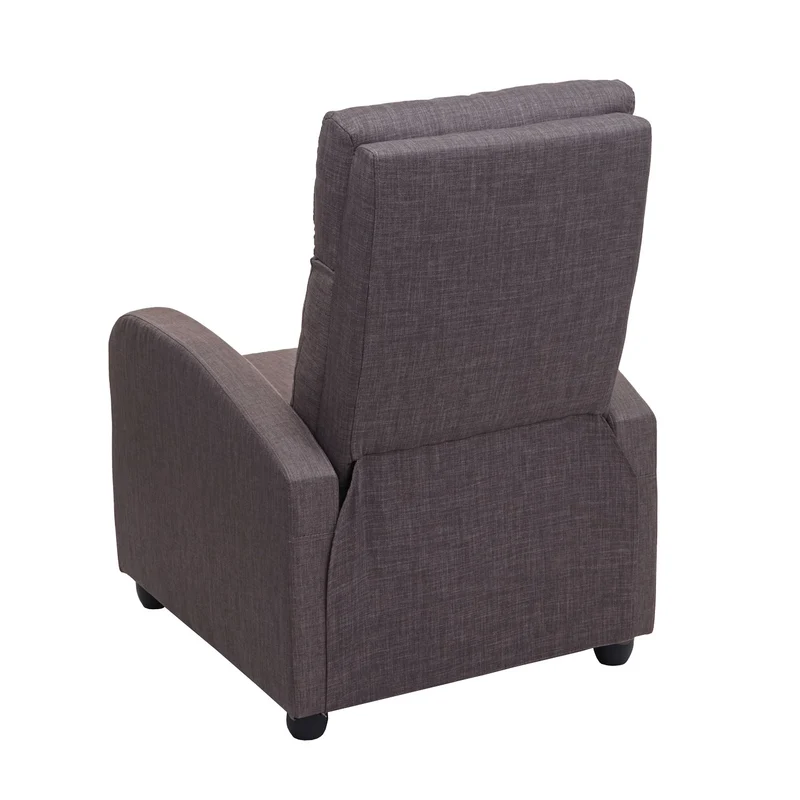 Fauteuil TV relaxation fonction inclinable réglage synchrone du dossier et du repose-pieds en tissu gris-marron 04_0006878