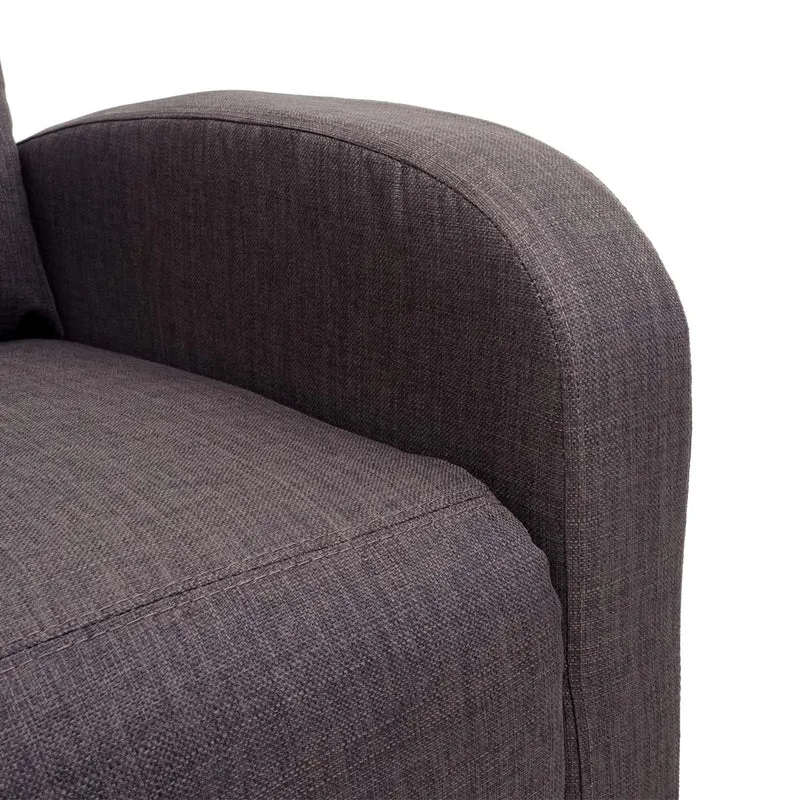 Fauteuil TV relaxation fonction inclinable réglage synchrone du dossier et du repose-pieds en tissu gris-marron 04_0006878