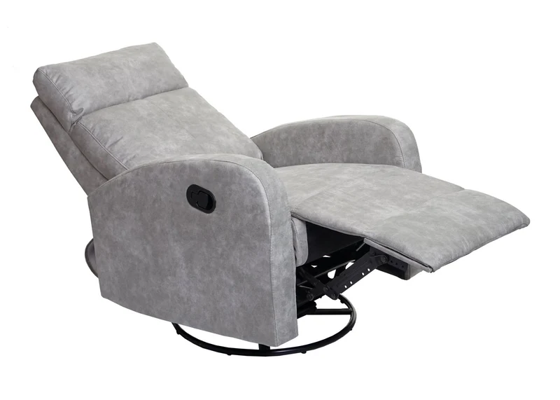Fauteuil tv relaxation fonction bascule siège rotatif en tissu gris clair 04_0006873