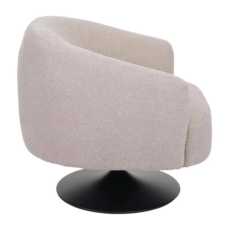 Fauteuil lounge cocktail siège pivotant siège extra large en tissu bouclé crème beige et métal 04_0006850