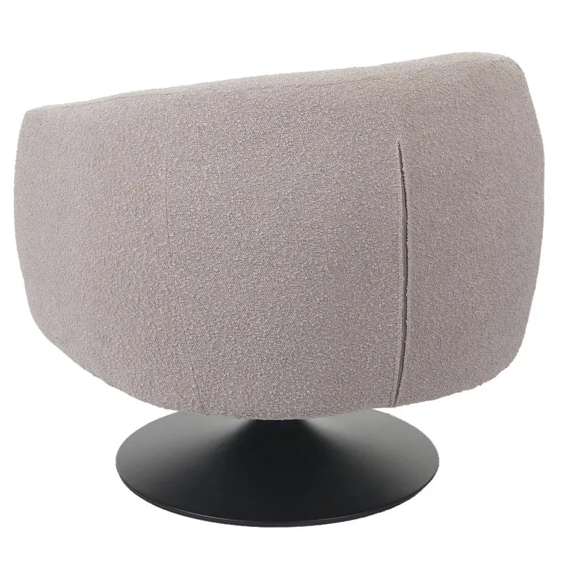 Fauteuil lounge cocktail siège pivotant siège extra large en tissu bouclé crème beige et métal 04_0006850