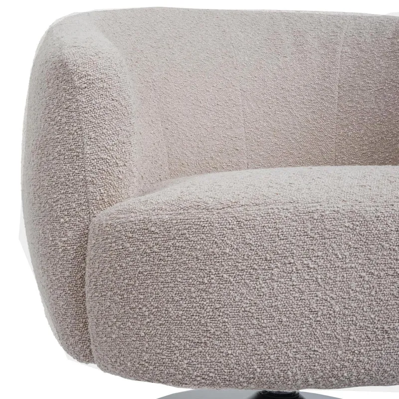 Fauteuil lounge cocktail siège pivotant siège extra large en tissu bouclé crème beige et métal 04_0006850
