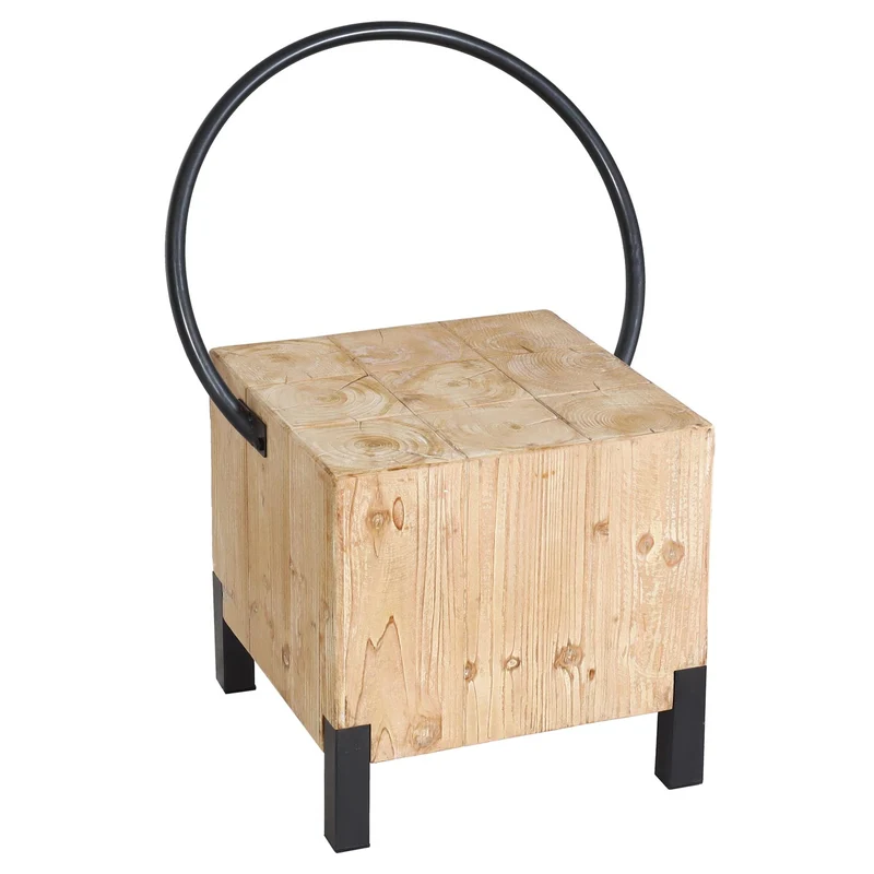 Chaise de salle à manger tabouret desgn industriel en métal et bois massif 04_0006343