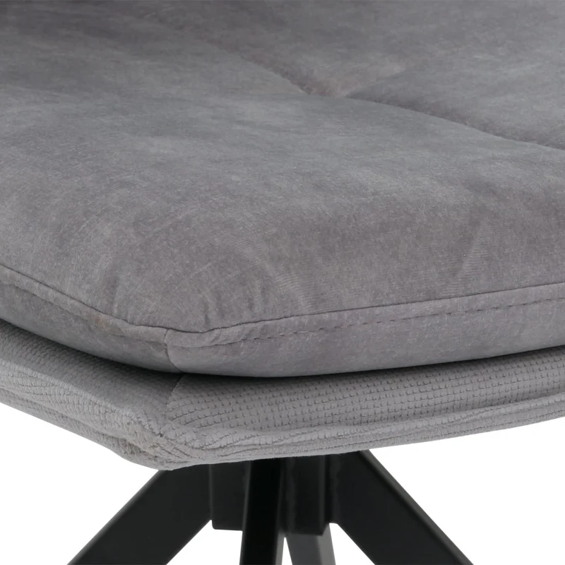 Lot de 2 chaises de salle à manger pivote à 180° coutures décoratives tissu gris et métal noir 04_0007406
