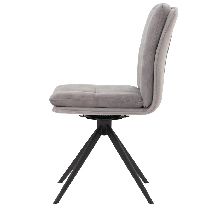 Lot de 2 chaises de salle à manger pivote à 180° coutures décoratives tissu gris et métal noir 04_0007406