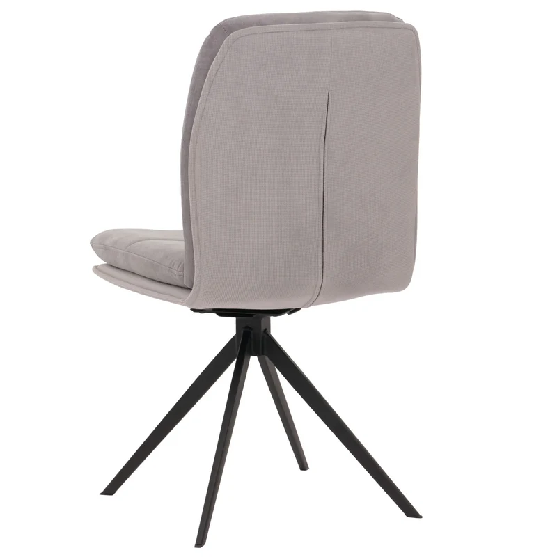 Lot de 2 chaises de salle à manger pivote à 180° coutures décoratives tissu gris et métal noir 04_0007406