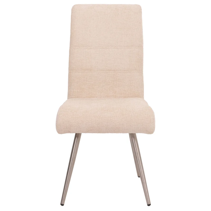 Lot de 2 chaises de salle à manger en inox brossé et tissu chenille crème 04_0007401