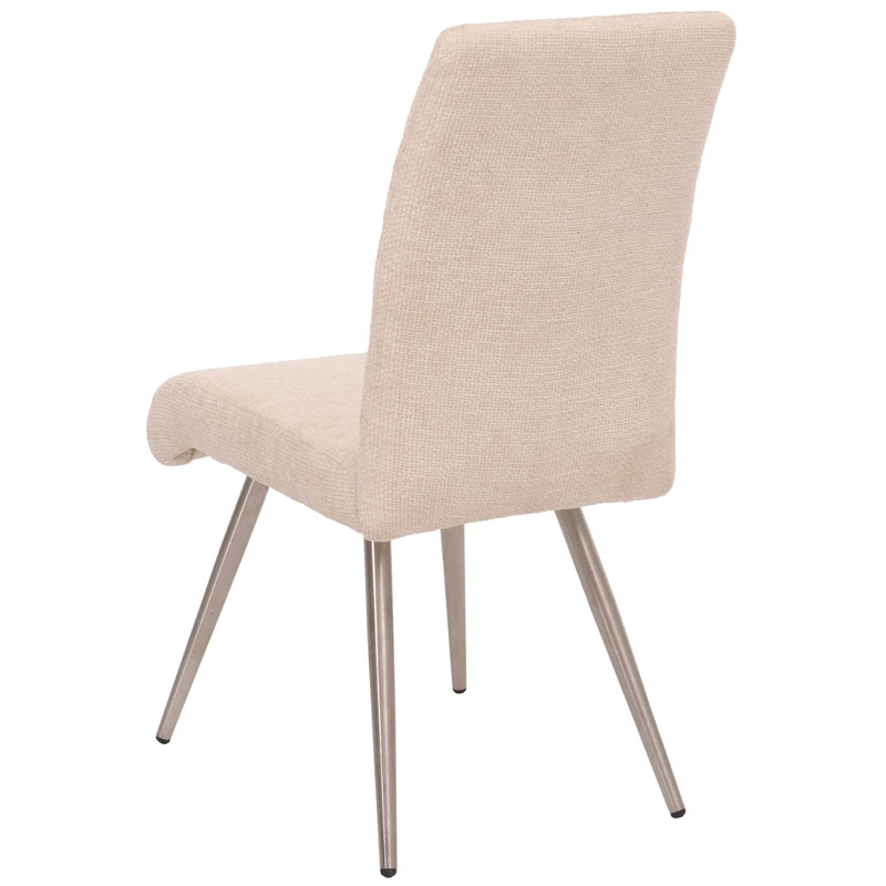 Lot de 2 chaises de salle à manger en inox brossé et tissu chenille crème 04_0007401