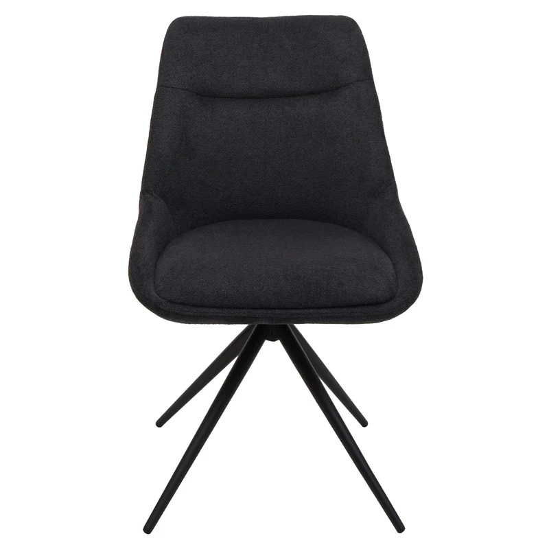 Lot de 2 chaises de salle à manger pivotante position automatique en métal et tissu anthracite trépied en acier 04_0007390