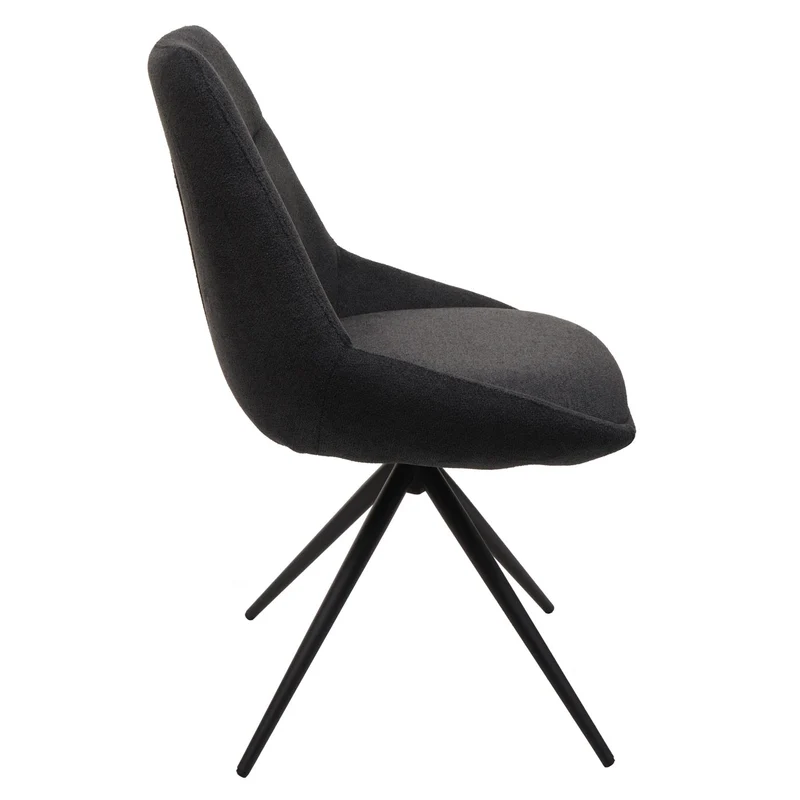 Lot de 2 chaises de salle à manger pivotante position automatique en métal et tissu anthracite trépied en acier 04_0007390